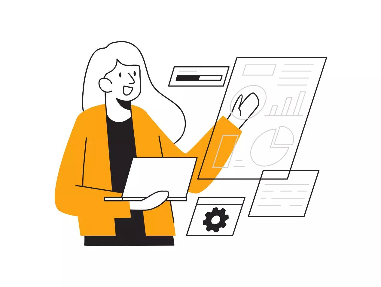 Dashboard met bedrijfsdata en grafieken